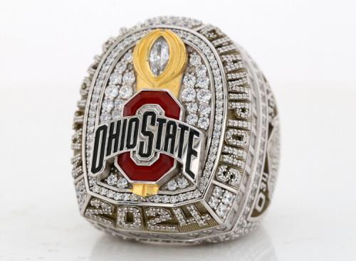 Ohio State Buckeyes 2024 National Championship ring with openable top design, front view